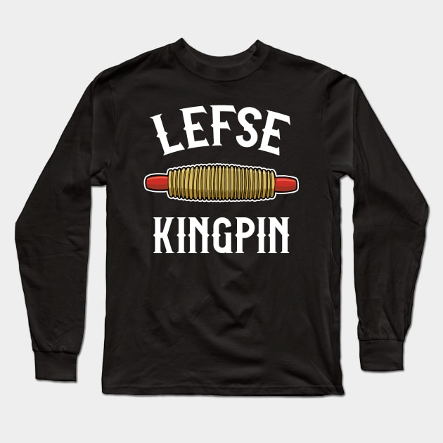 Funny Norwegian Lefse King Rolling Pin Long Sleeve T-Shirt by Huhnerdieb Apparel